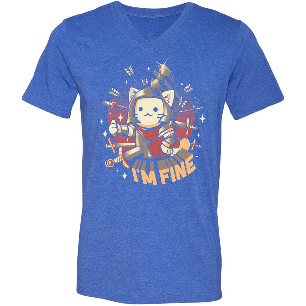 Unisex V-Neck T-Shirt - QXWVDEK6 - Heather True Royal - 14