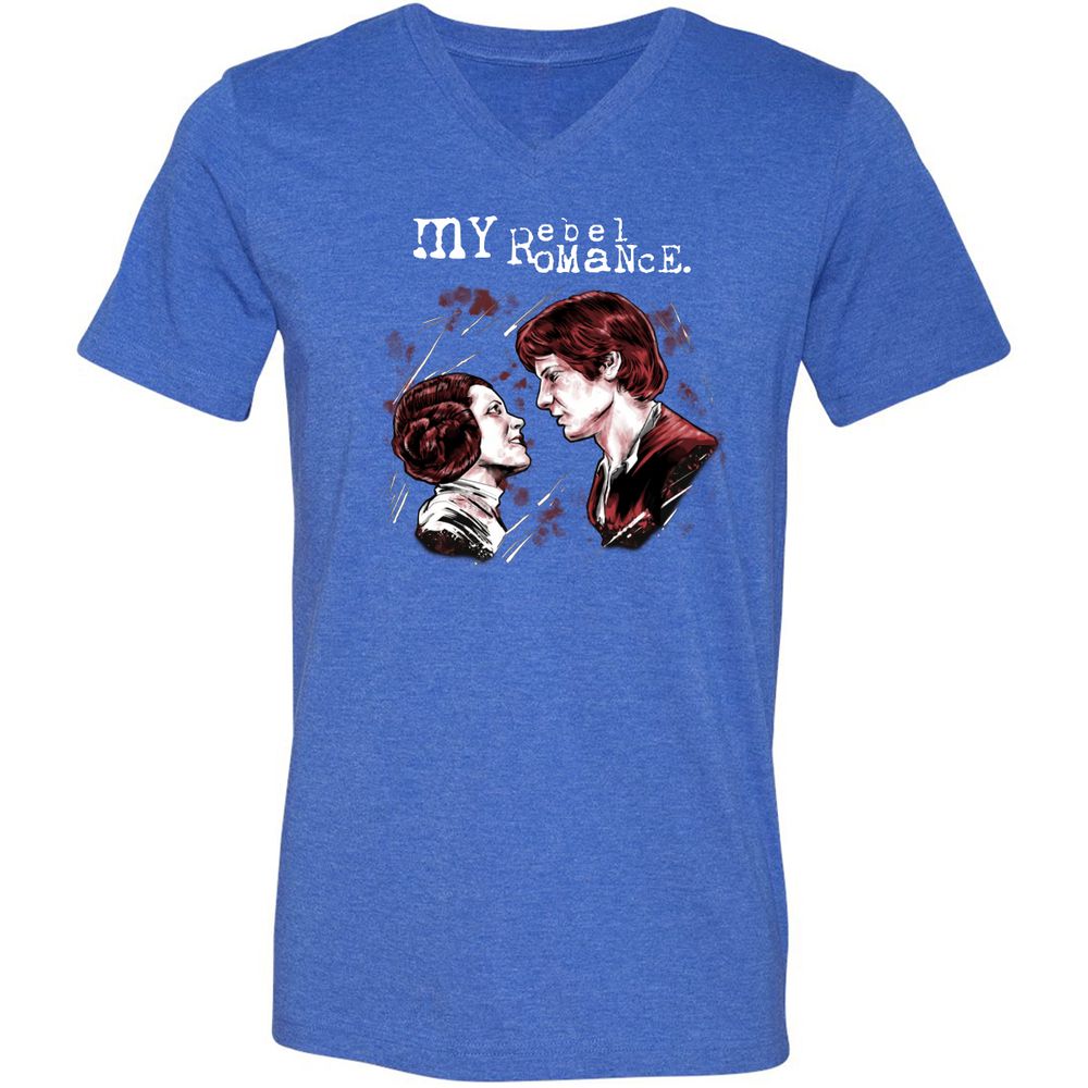 Unisex V-Neck T-Shirt - HQBVSFTR - Heather True Royal - 14