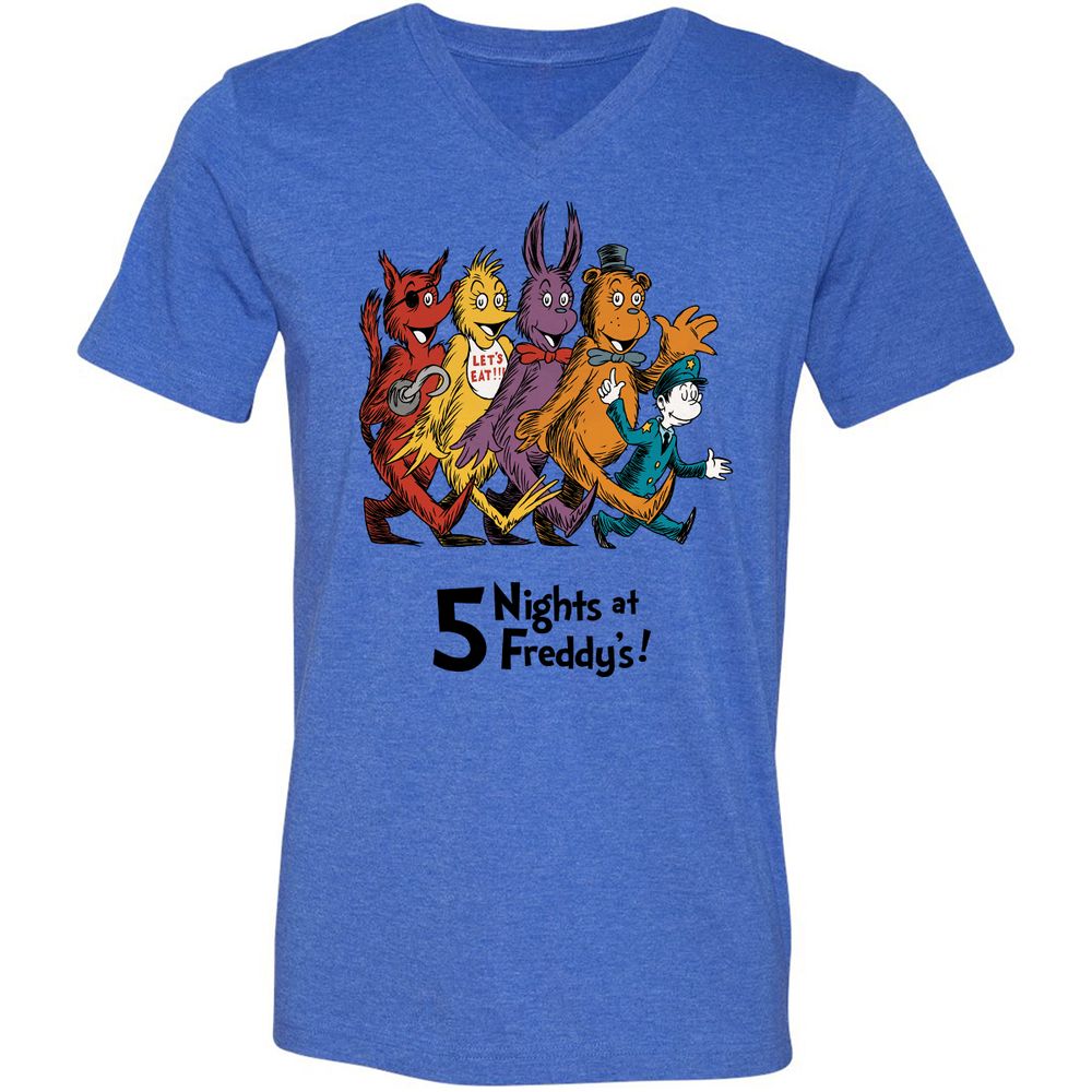 Unisex V-Neck T-Shirt - 4DP7TE5N - Heather True Royal - 14