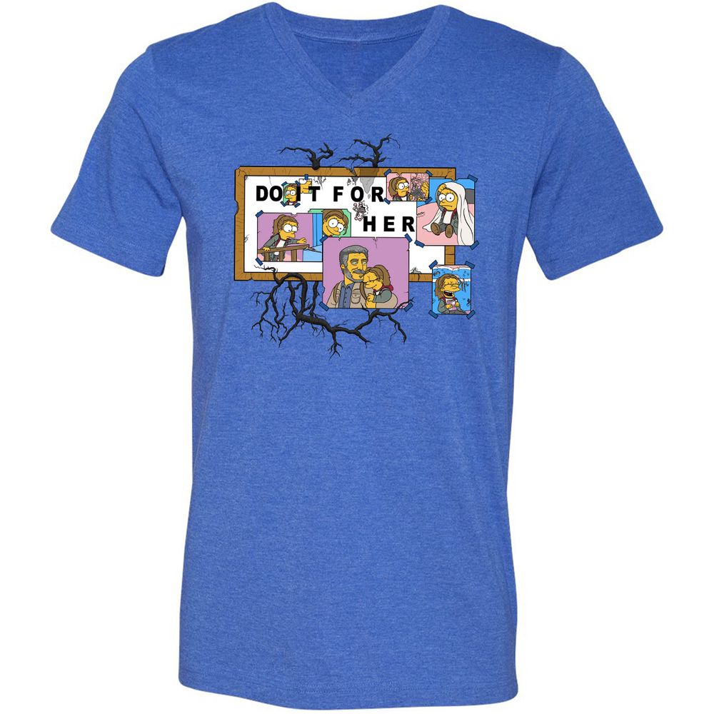 Unisex V-Neck T-Shirt - JQ1NPCKQ - Heather True Royal - 14
