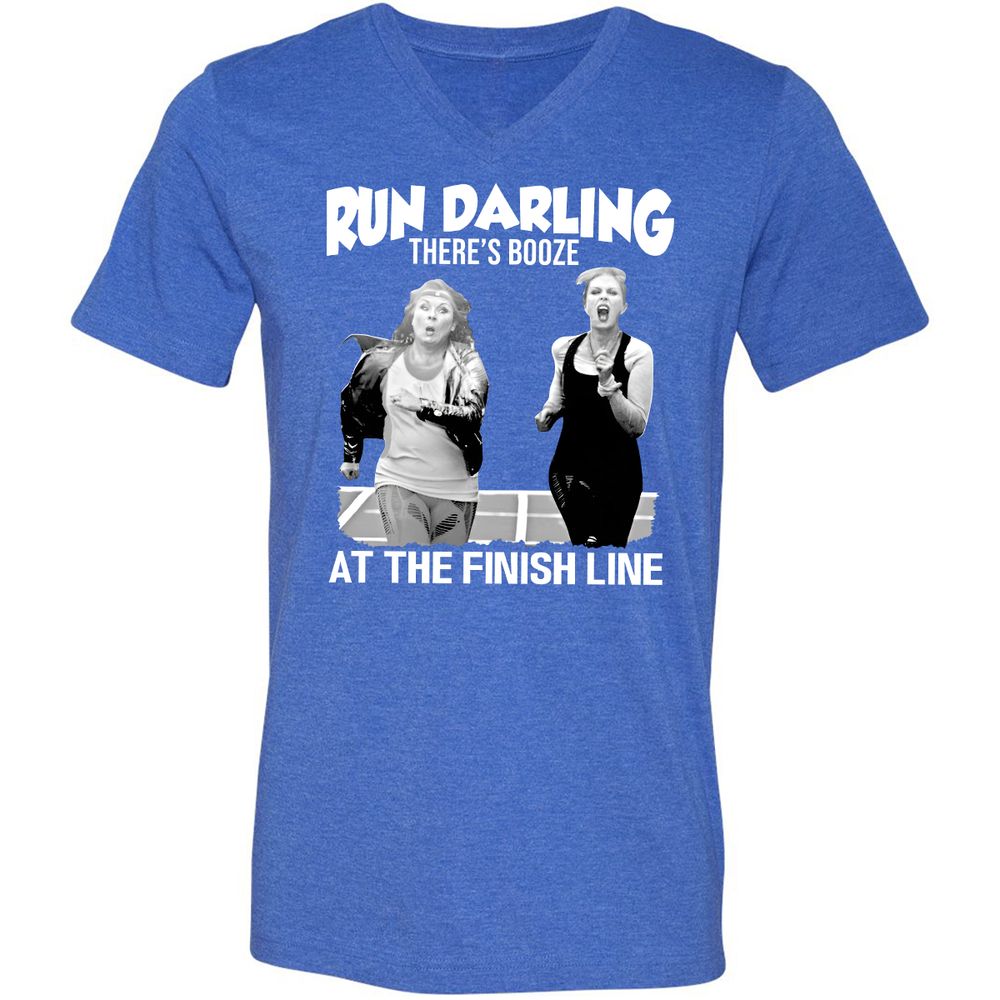 Run Darling Unisex V-Neck T-Shirt - Heather True Royal - 14