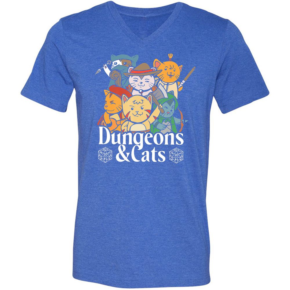 Unisex V-Neck T-Shirt - CUDMLNLW - Heather True Royal - 14