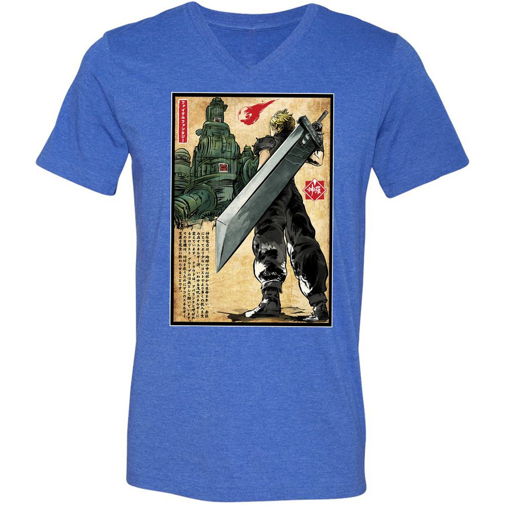 Unisex V-Neck T-Shirt - GKGG8FQ3 - Heather True Royal - 14