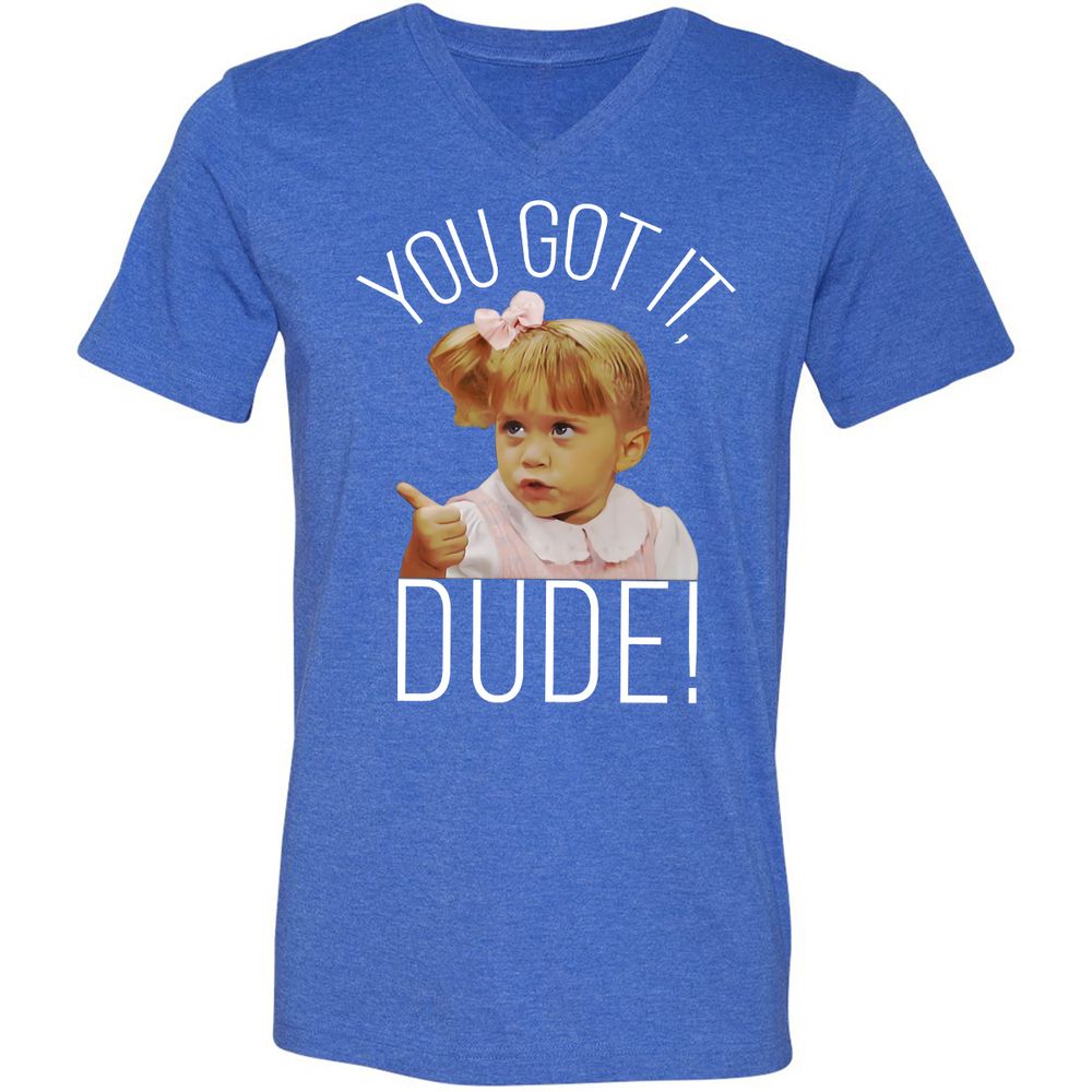 Unisex V-Neck T-Shirt - R96VH3GD - Heather True Royal - 14