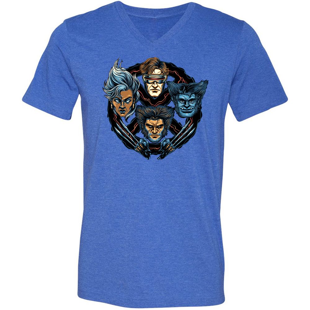 Unisex V-Neck T-Shirt - FM3ZVYML - Heather True Royal - 14