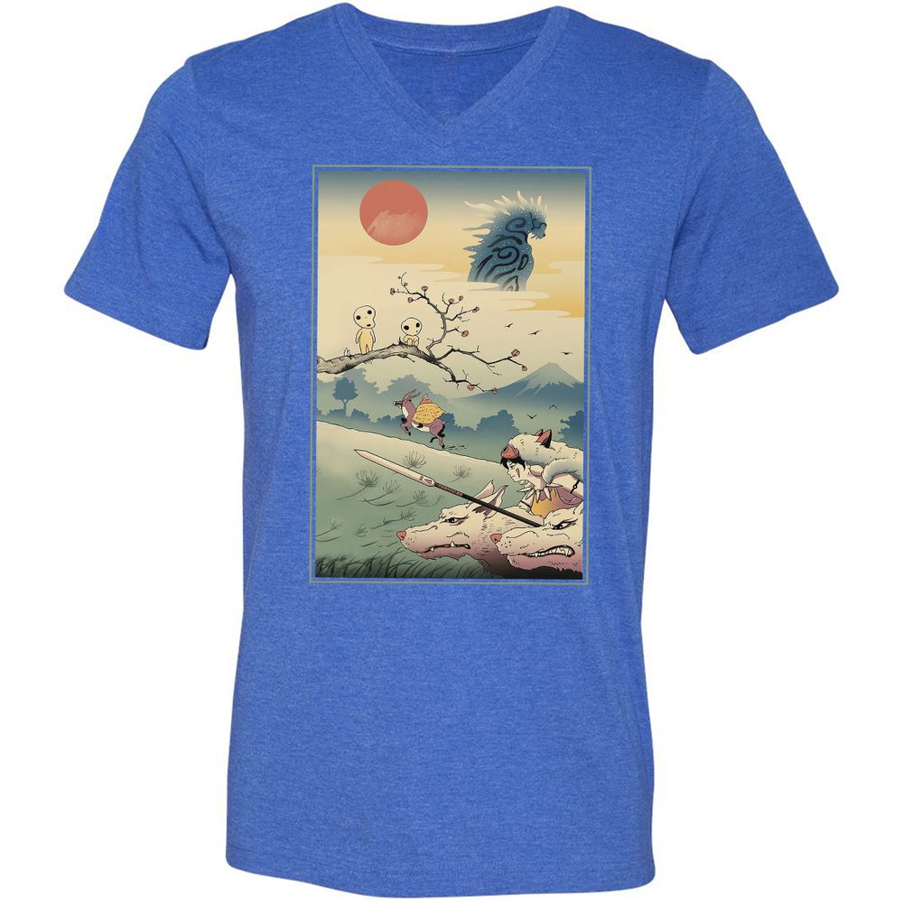 Unisex V-Neck T-Shirt - T5GTQ457 - Heather True Royal - 14