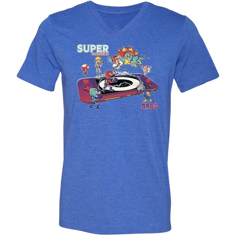 Unisex V-Neck T-Shirt - 8TKV3GJQ - Heather True Royal - 14