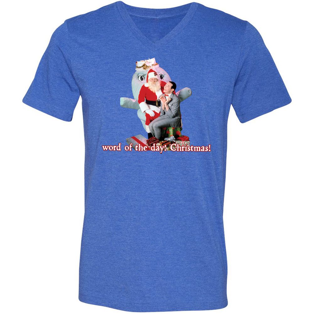Unisex V-Neck T-Shirt - JKNZHBSV - Heather True Royal - 14