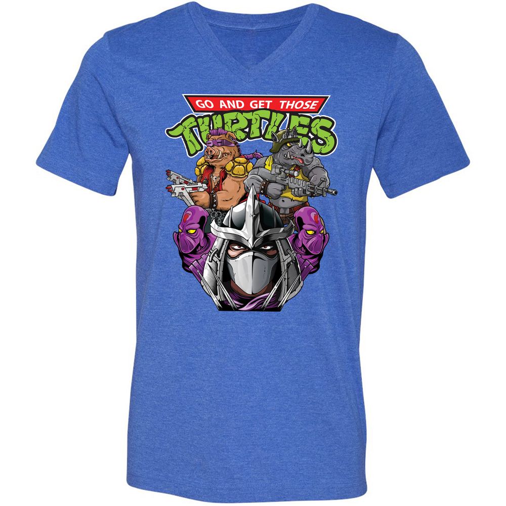 Unisex V-Neck T-Shirt - 73V5KE4S - Heather True Royal - 14