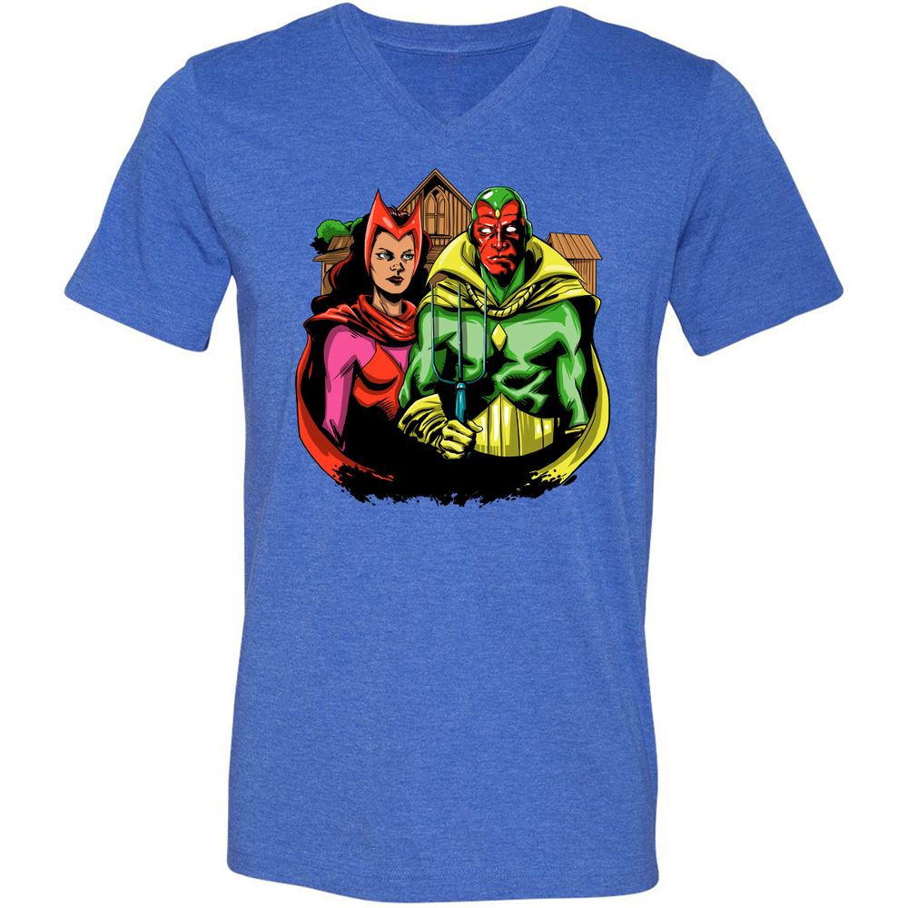 Unisex V-Neck T-Shirt - 5U655XYT - Heather True Royal - 14