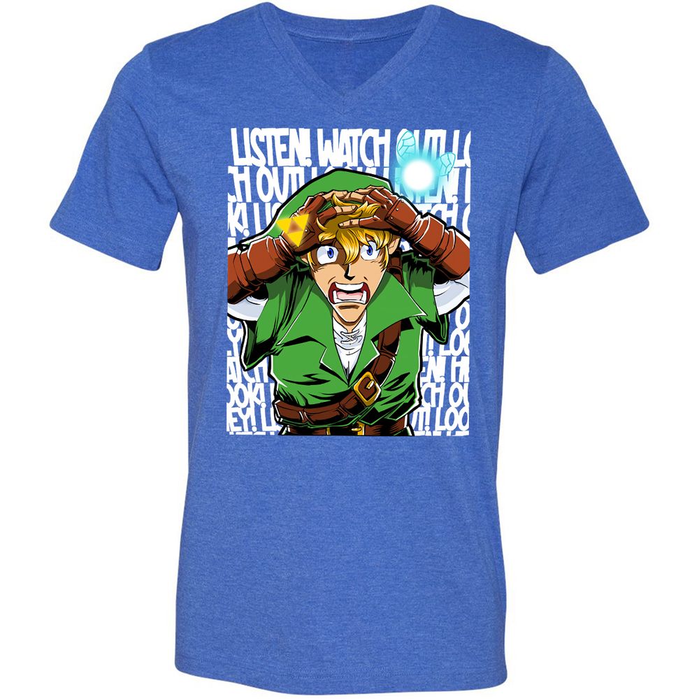 Unisex V-Neck T-Shirt - EY6E5ZQP - Heather True Royal - 14