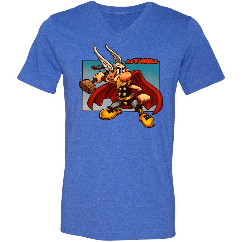 Unisex V-Neck T-Shirt - CK4KJGUY - Heather True Royal - 14