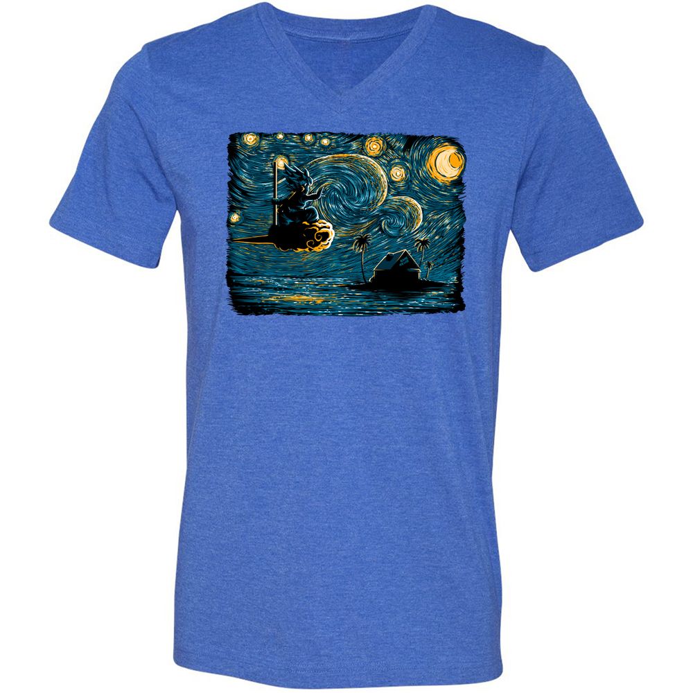 Unisex V-Neck T-Shirt - GSEEQPRU - Heather True Royal - 14