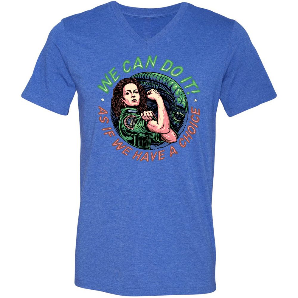 Unisex V-Neck T-Shirt - C7YYFLEB - Heather True Royal - 14
