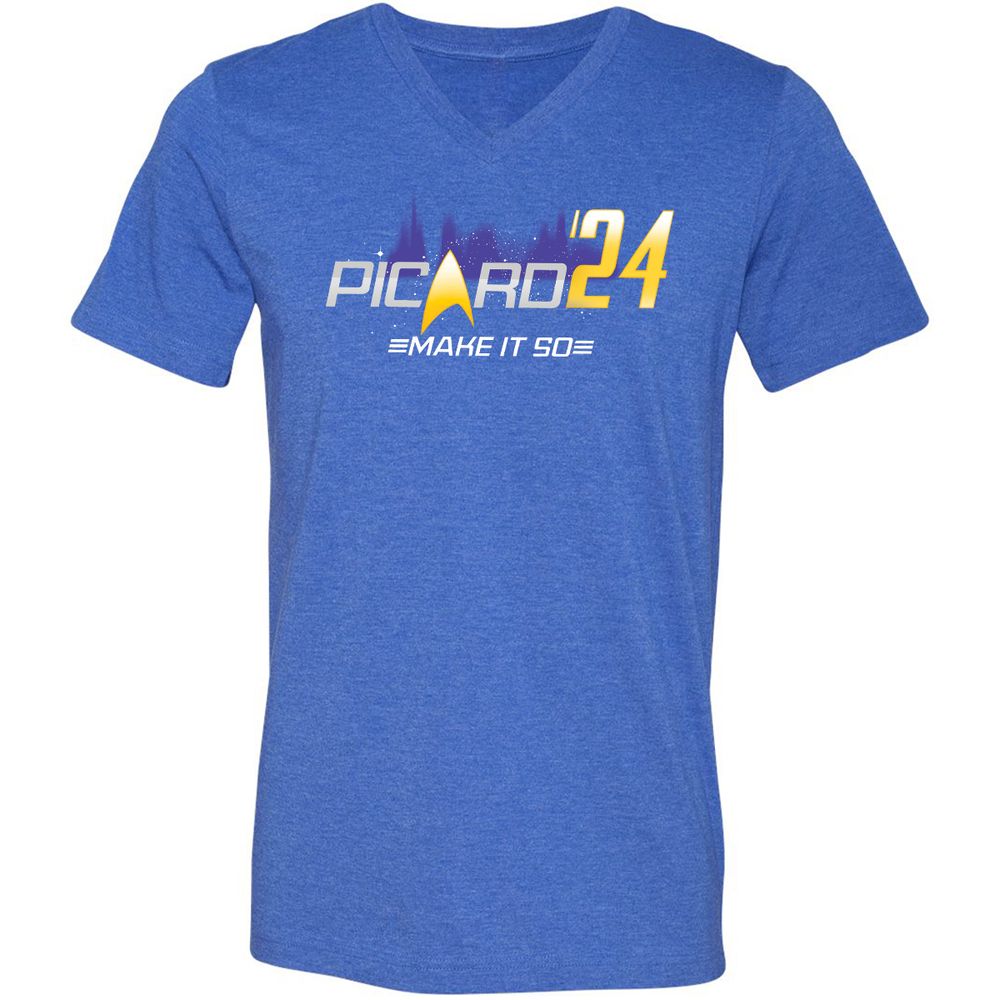 Unisex V-Neck T-Shirt - H6QRDAZW - Heather True Royal - 14