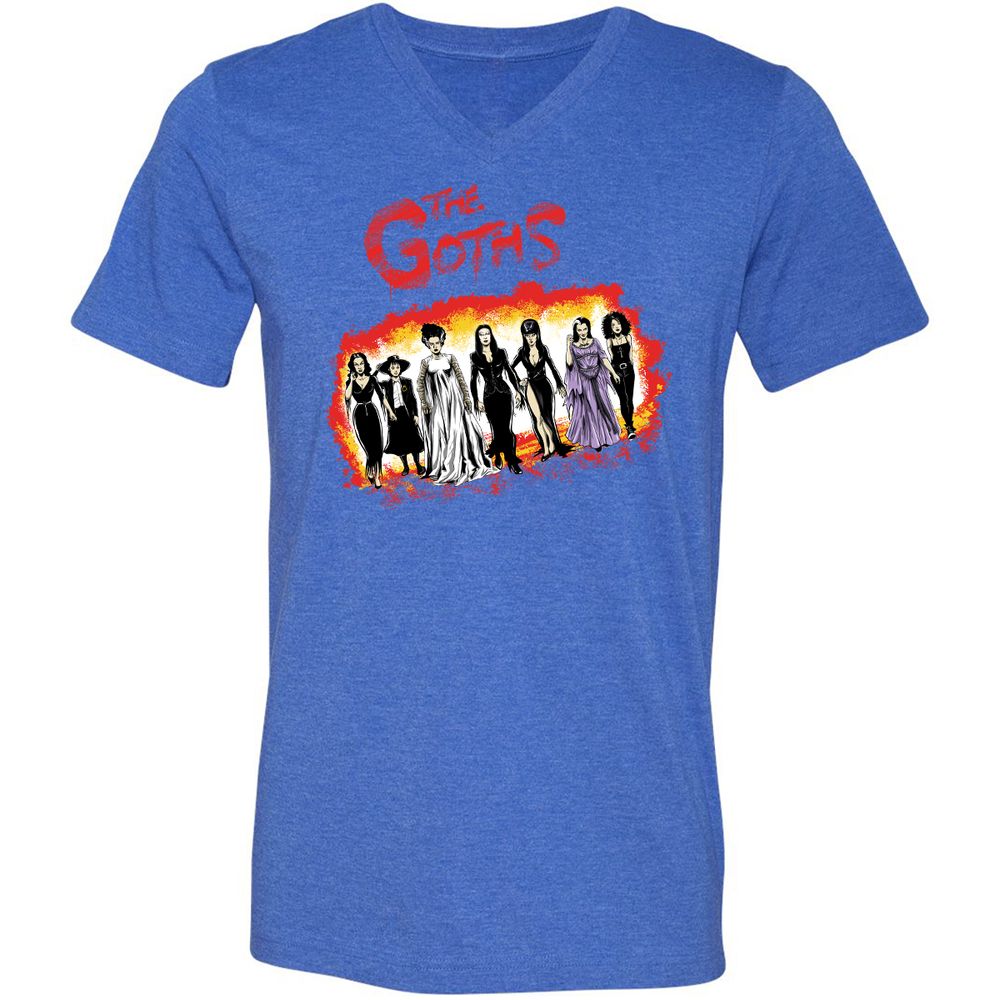 Unisex V-Neck T-Shirt - B7JH9KRL - Heather True Royal - 14