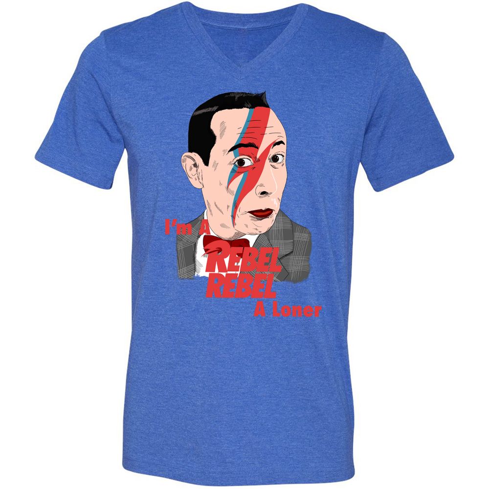 Unisex V-Neck T-Shirt - SQWXAFXG - Heather True Royal - 14