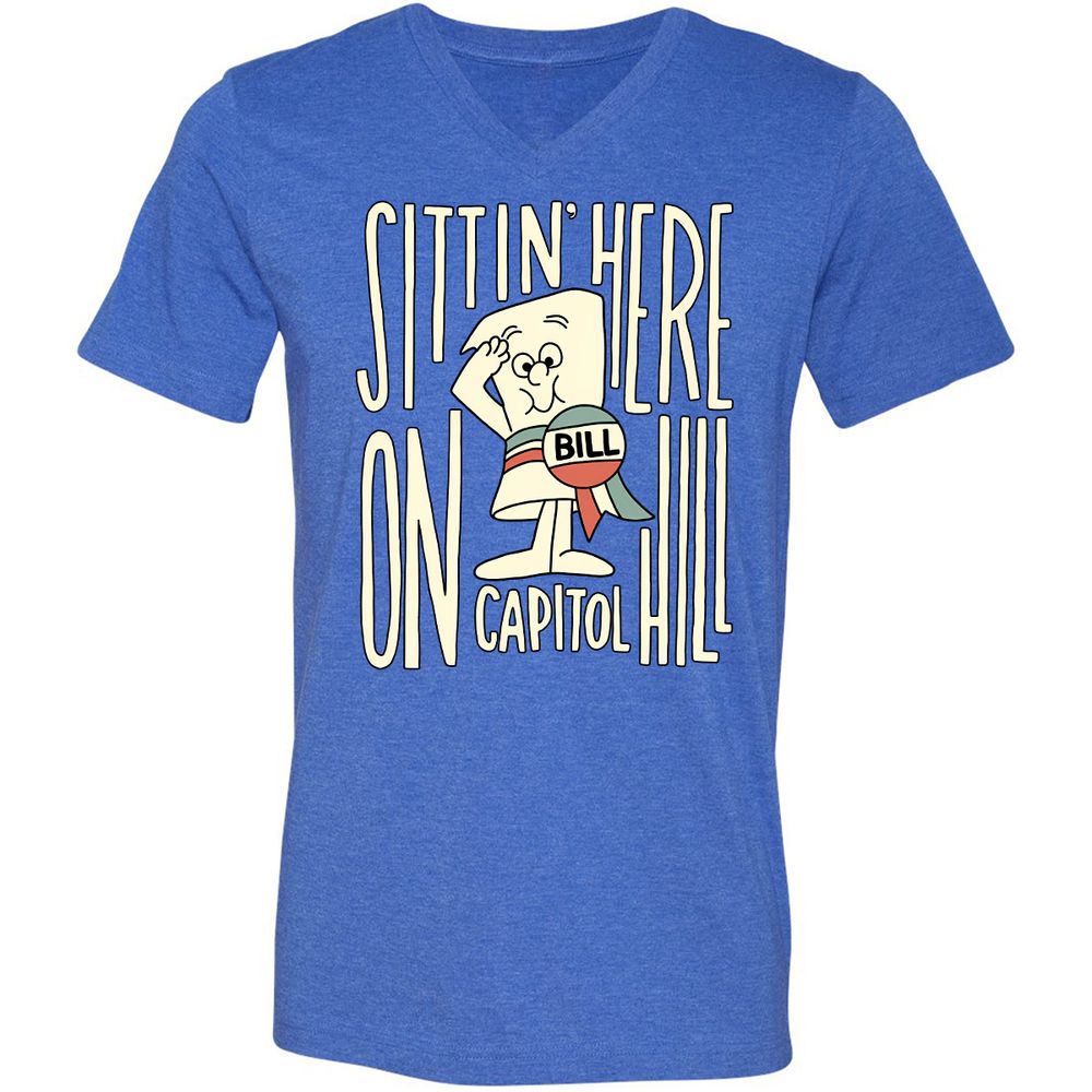 Unisex V-Neck T-Shirt - P8MMKY8J - Heather True Royal - 14