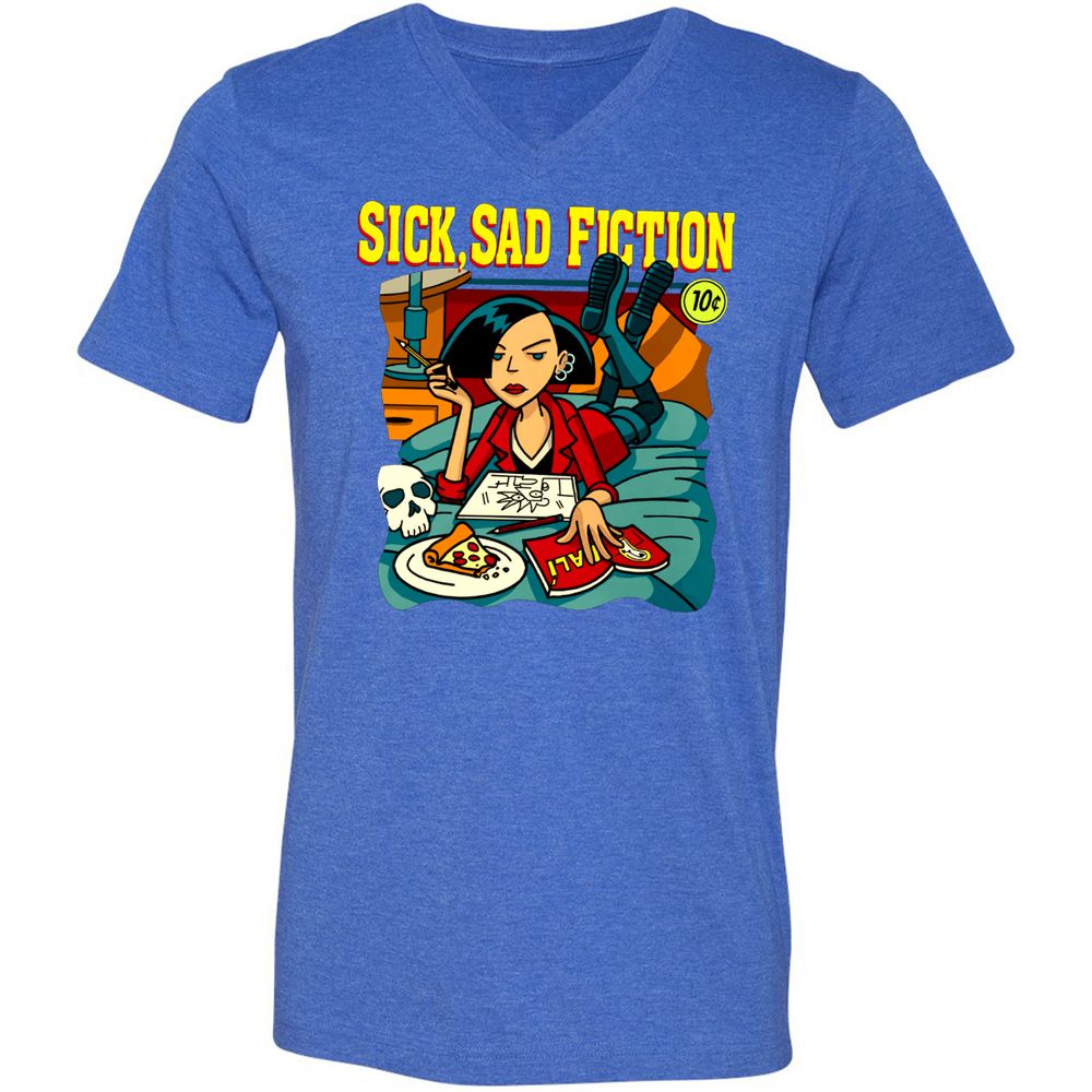 Unisex V-Neck T-Shirt - KGK8A276 - Heather True Royal - 14