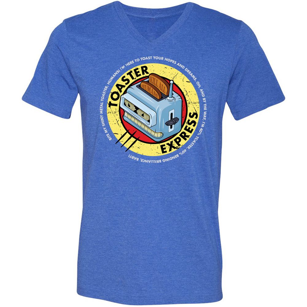 Unisex V-Neck T-Shirt - 9W6R79E7 - Heather True Royal - 14