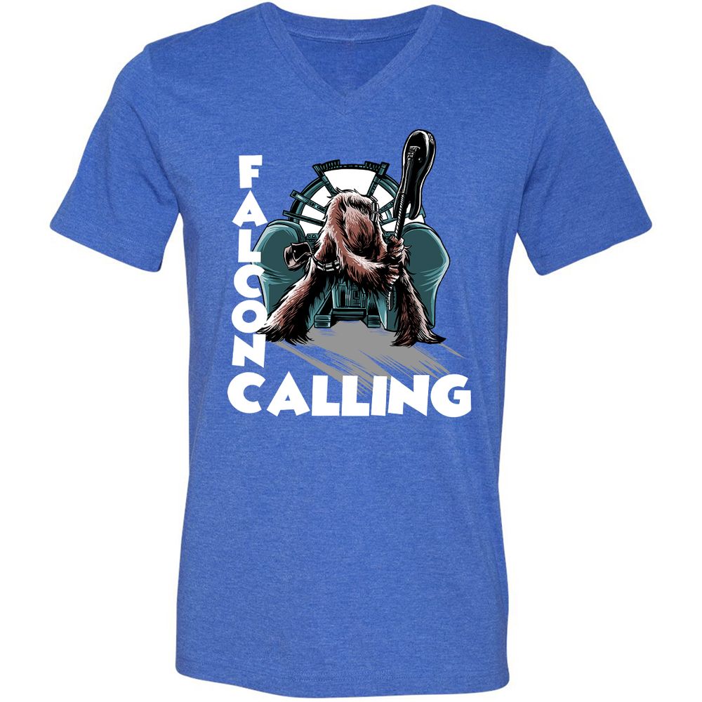 Unisex V-Neck T-Shirt - DHP3KXJJ - Heather True Royal - 14