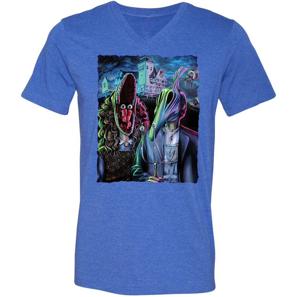 Unisex V-Neck T-Shirt - W5AT9T8Q - Heather True Royal - 14