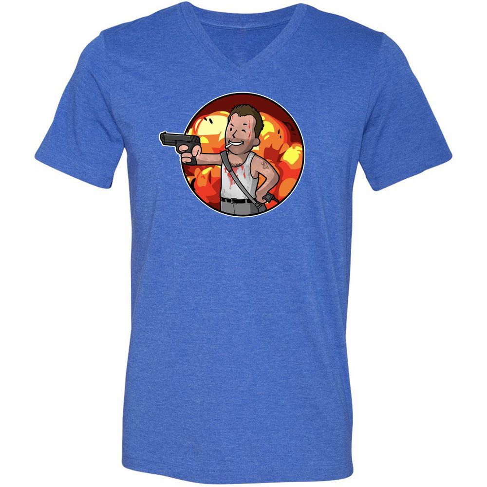 Unisex V-Neck T-Shirt - 2VNH7H7V - Heather True Royal - 14