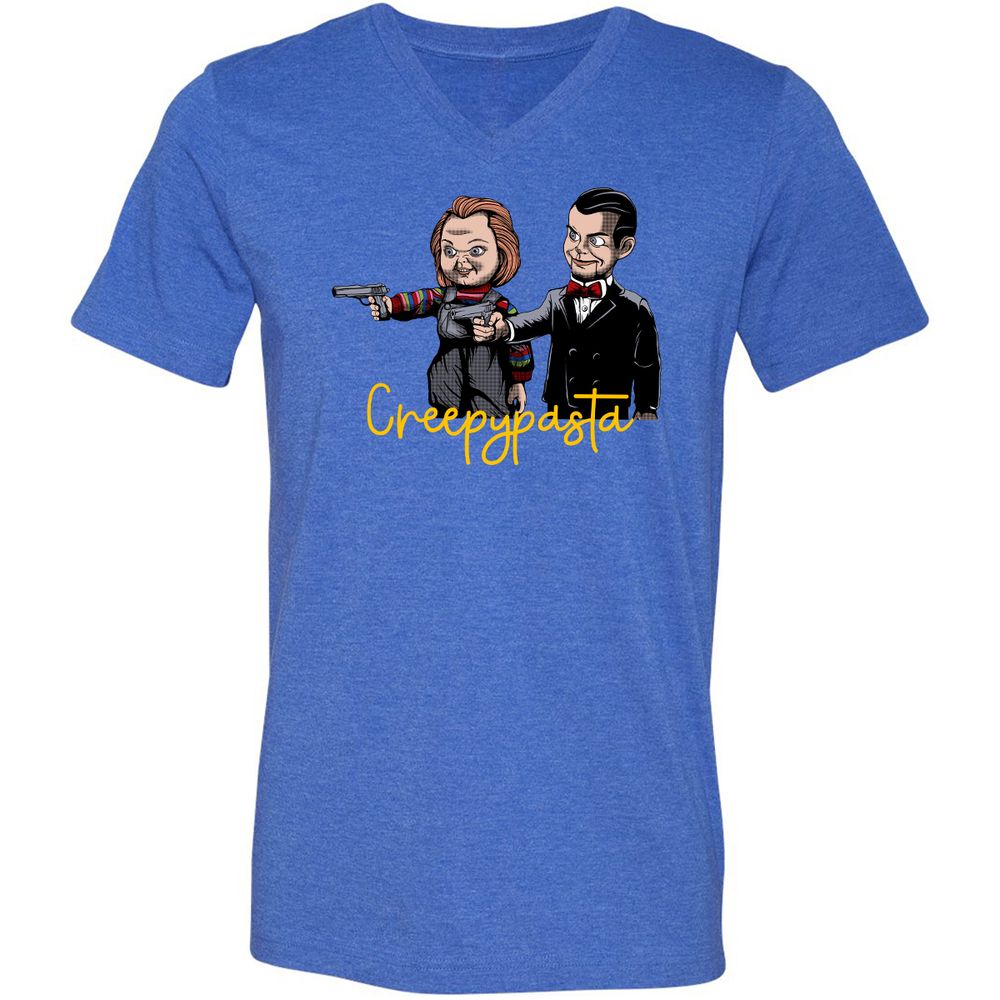 Unisex V-Neck T-Shirt - RMA5GQM2 - Heather True Royal - 14