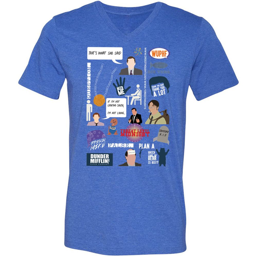 Unisex V-Neck T-Shirt - 5J31261M - Heather True Royal - 14