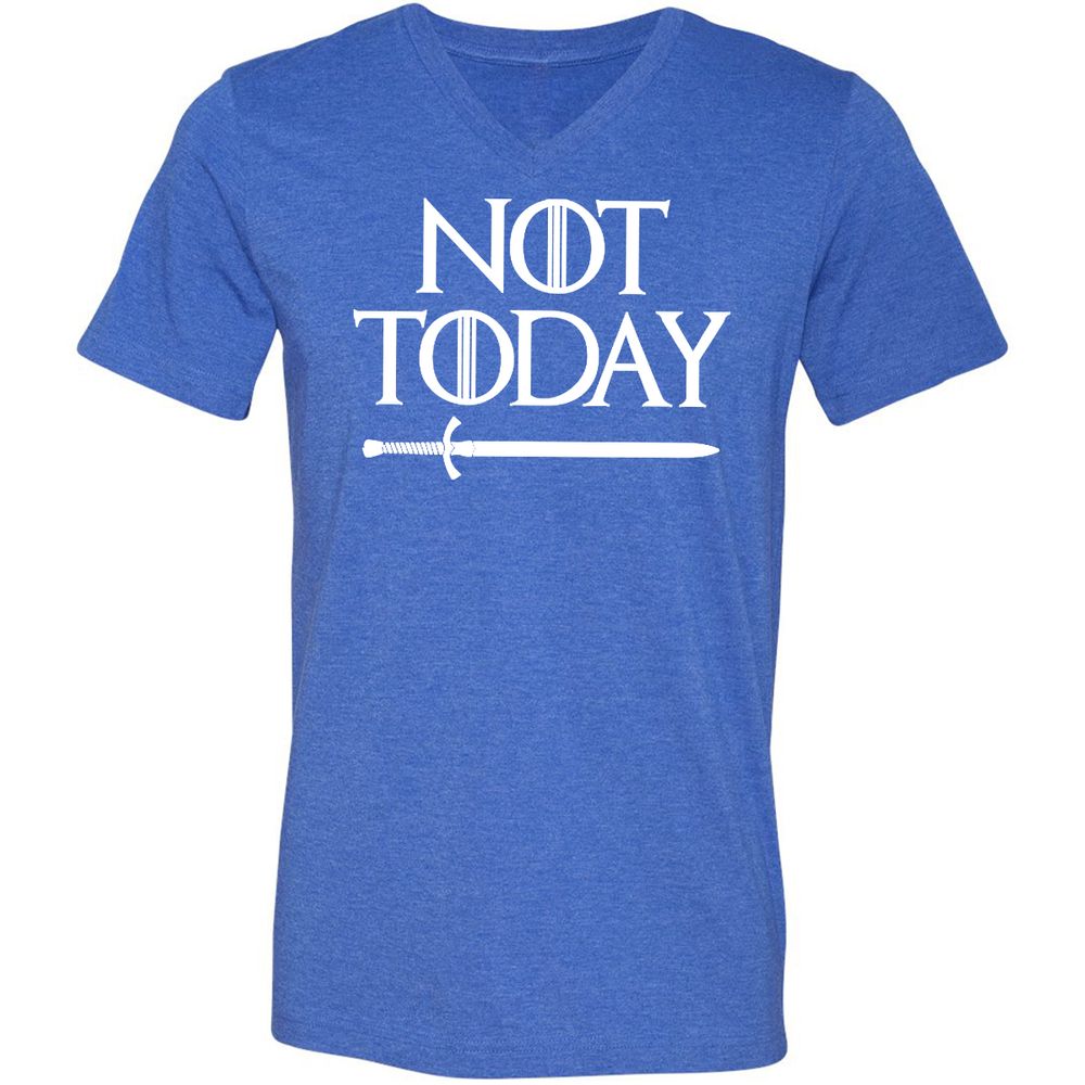 Unisex V-Neck T-Shirt - 6VK8F97Y - Heather True Royal - 14