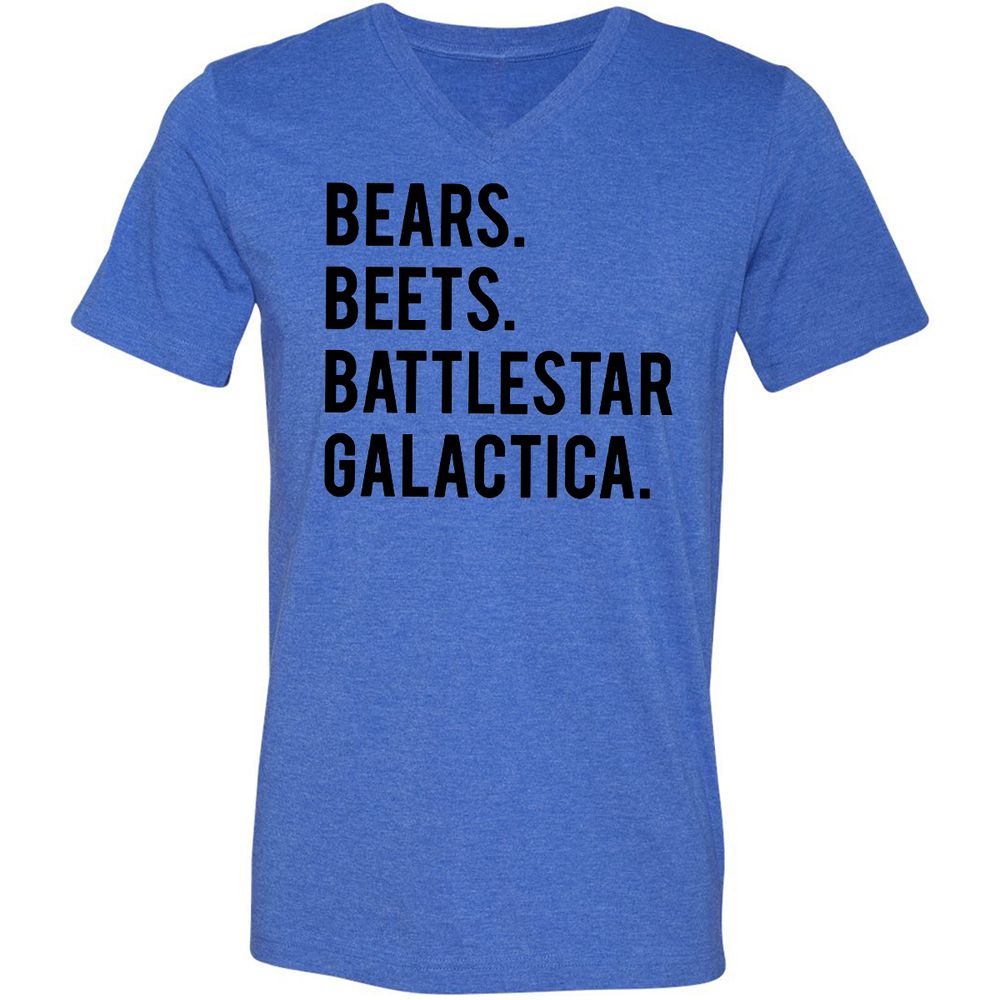 Unisex V-Neck T-Shirt - V7HFS8ZH - Heather True Royal - 14