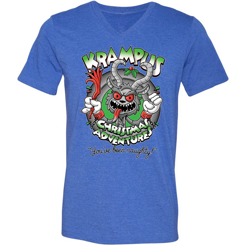 Unisex V-Neck T-Shirt - TTQQH2DU - Heather True Royal - 14