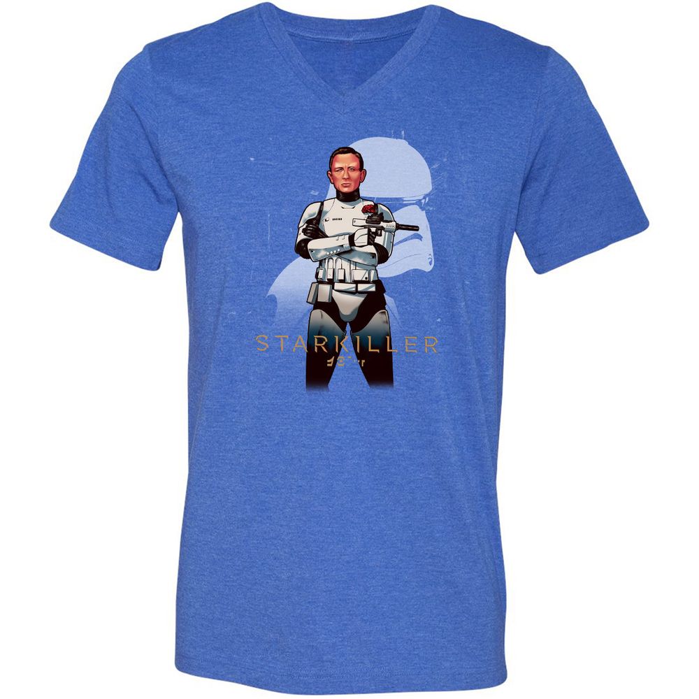 Unisex V-Neck T-Shirt - KX1N4UDK - Heather True Royal - 14