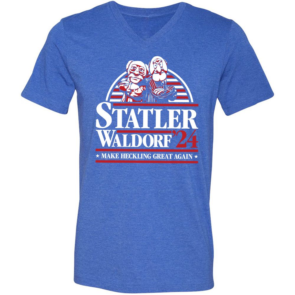 Unisex V-Neck T-Shirt - BSNERUY2 - Heather True Royal - 14