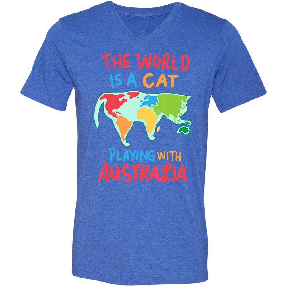 Unisex V-Neck T-Shirt - ZM4JXSAH - Heather True Royal - 14