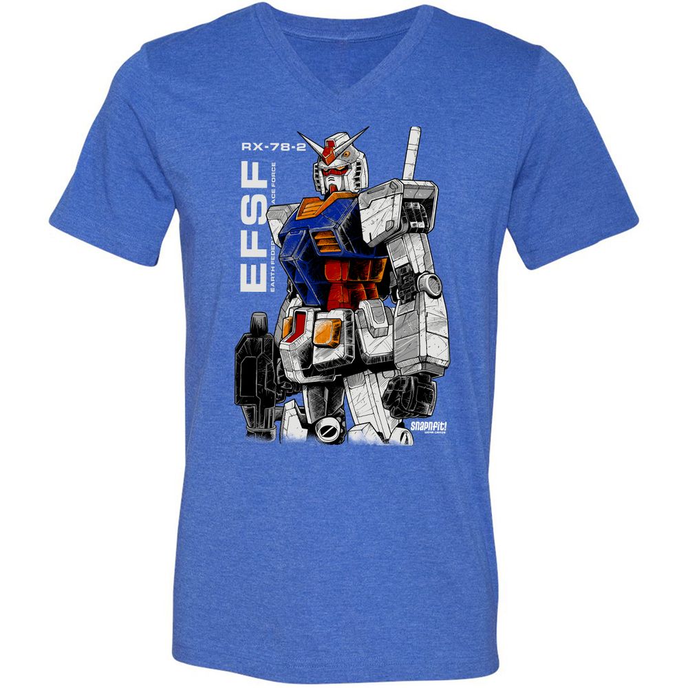 Unisex V-Neck T-Shirt - Z2ESLX2Q - Heather True Royal - 14