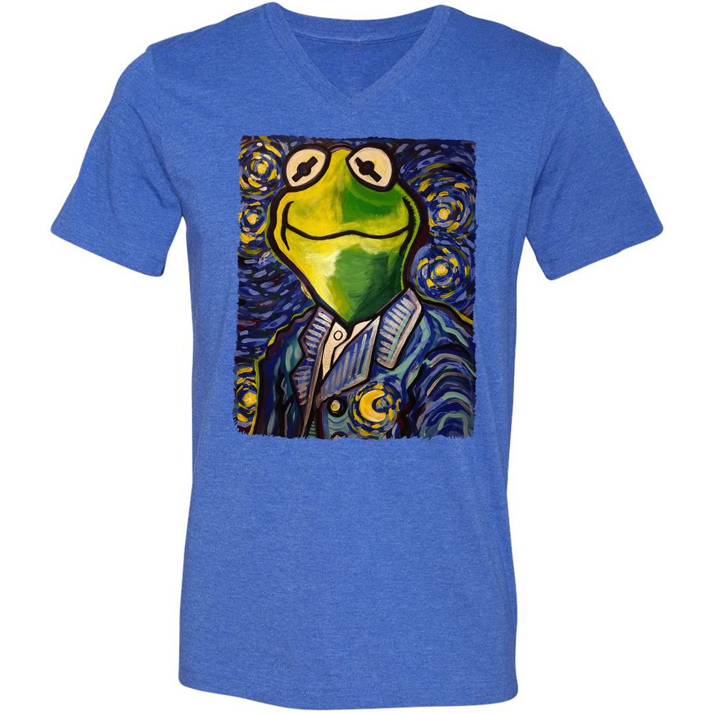 Unisex V-Neck T-Shirt - 6FKS3H8N - Heather True Royal - 14