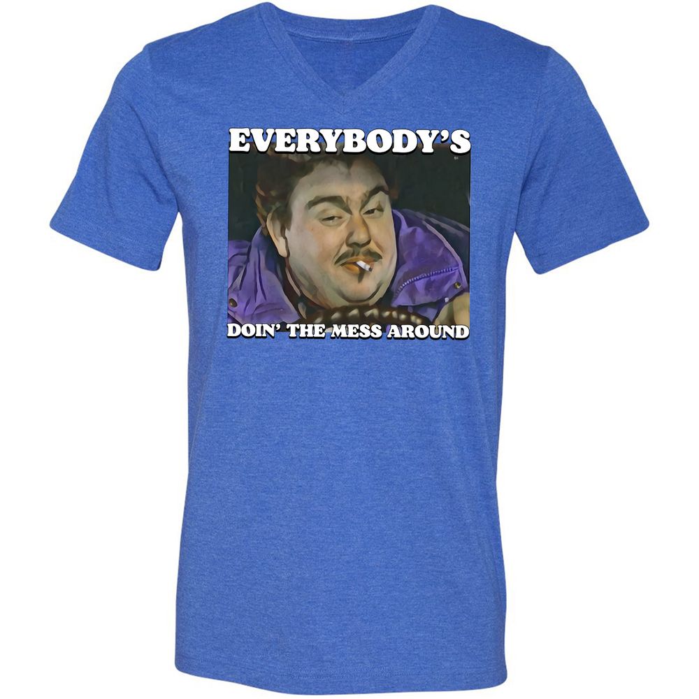 Unisex V-Neck T-Shirt - VU2EGM6Y - Heather True Royal - 14
