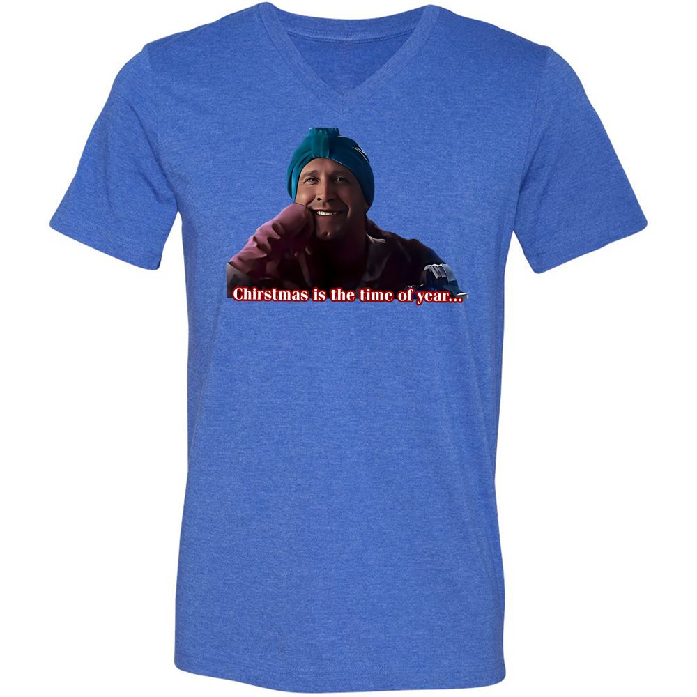 Unisex V-Neck T-Shirt - 4ETYWL6K - Heather True Royal - 14