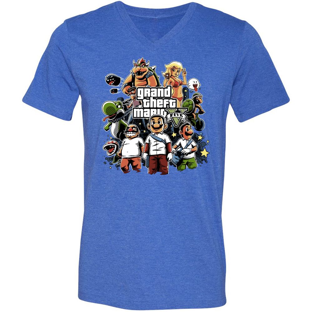 Unisex V-Neck T-Shirt - F39AGP7U - Heather True Royal - 14