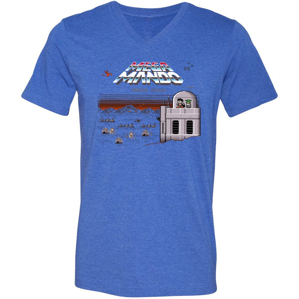 Unisex V-Neck T-Shirt - JPZV85MJ - Heather True Royal - 14