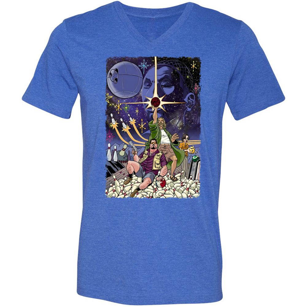 Unisex V-Neck T-Shirt - 9Y5VN3E2 - Heather True Royal - 14