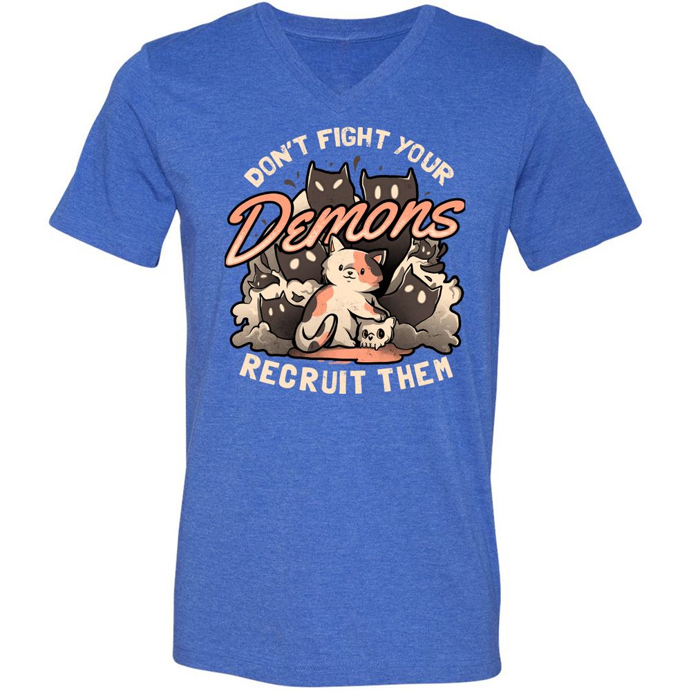 Unisex V-Neck T-Shirt - ZFXYENYW - Heather True Royal - 14