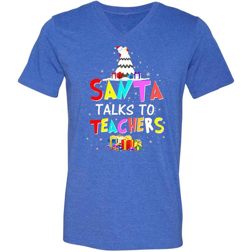 Unisex V-Neck T-Shirt - DWJW9GUA - Heather True Royal - 14