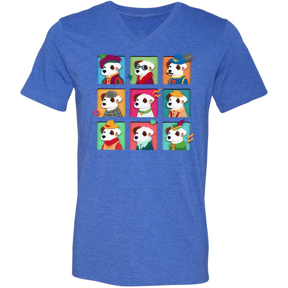 Unisex V-Neck T-Shirt - 6TJT3JP9 - Heather True Royal - 14