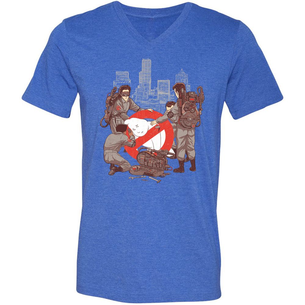 Unisex V-Neck T-Shirt - 3AZ4PVEQ - Heather True Royal - 14