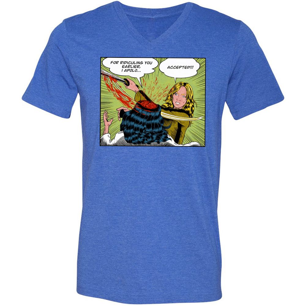 Unisex V-Neck T-Shirt - VNMTXBGW - Heather True Royal - 14