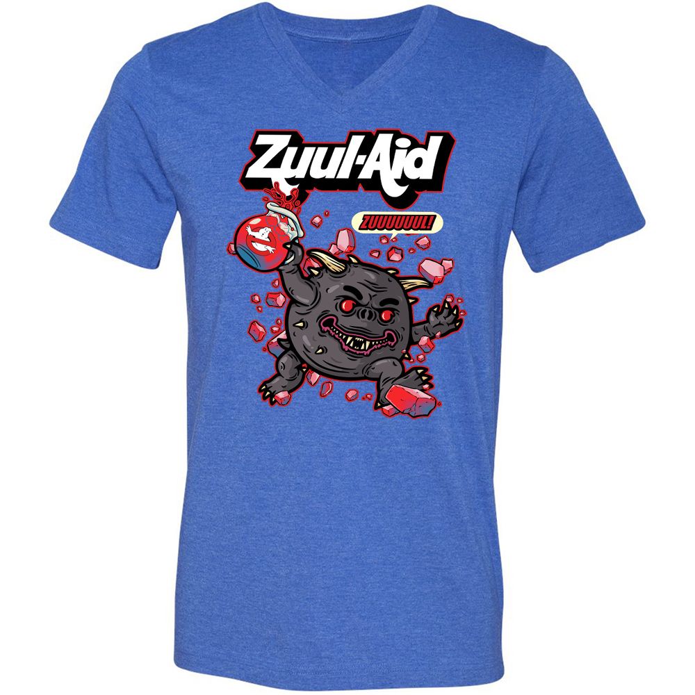 Unisex V-Neck T-Shirt - 5APV7HMY - Heather True Royal - 14