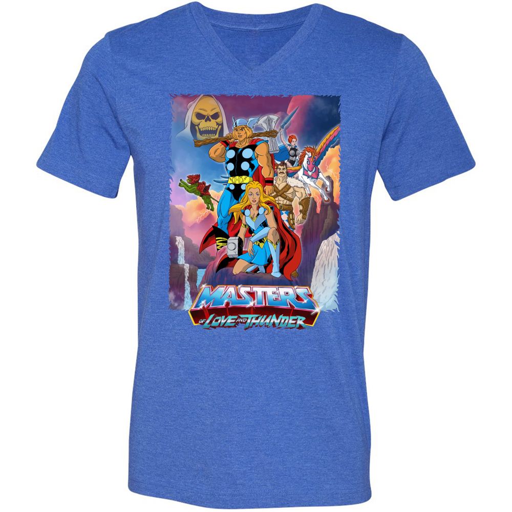 Unisex V-Neck T-Shirt - XEB6EWRZ - Heather True Royal - 14