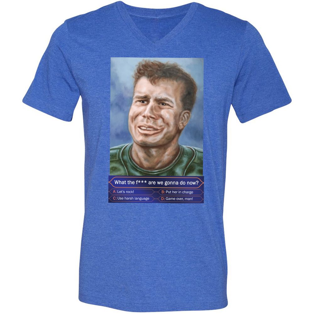 Unisex V-Neck T-Shirt - ZQC59P1V - Heather True Royal - 14